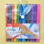 Deli Water Color Pen EC10003|| Felt Pen 12 color||Deli Sign Pens ,Deli Washable pen