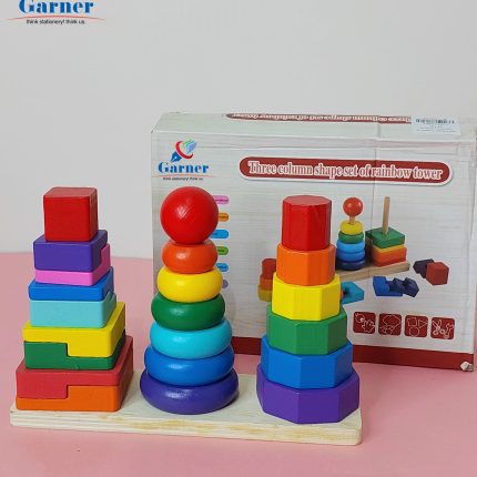 Rainbow Tower 3 Column Wooden Stacking Toy